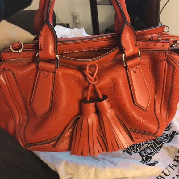 Authentic Burberry Orange Tassel Satchel - Picture 3 of 6